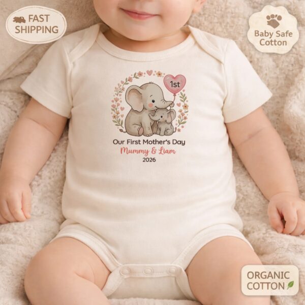 First Mothers Day Onesie – Personalized Elephant Design, Cherished Keepsake, Celebrating Mom’s First Year First Mothers Day Onesie – Personalized Elephant Design, Cherished Keepsake, Celebrating Mom’s First Year