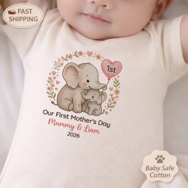 First Mothers Day Onesie – Personalized Elephant Design, Cherished Keepsake, Celebrating Mom’s First Year First Mothers Day Onesie – Personalized Elephant Design, Cherished Keepsake, Celebrating Mom’s First Year