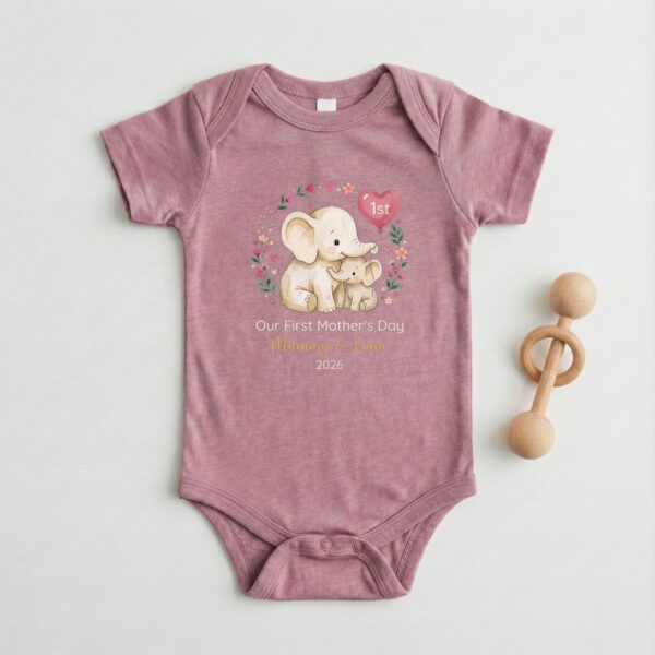 First Mothers Day Onesie – Personalized Elephant Design, Cherished Keepsake, Celebrating Mom’s First Year First Mothers Day Onesie – Personalized Elephant Design, Cherished Keepsake, Celebrating Mom’s First Year