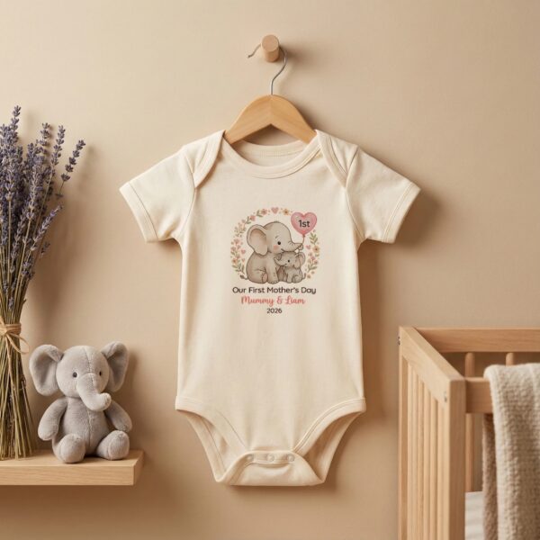 First Mothers Day Onesie – Personalized Elephant Design, Cherished Keepsake, Celebrating Mom’s First Year First Mothers Day Onesie – Personalized Elephant Design, Cherished Keepsake, Celebrating Mom’s First Year