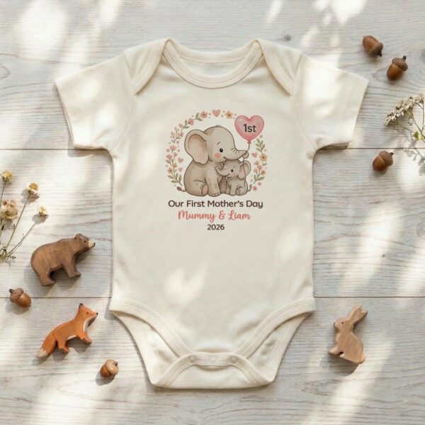 First Mothers Day Onesie – Personalized Elephant Design, Cherished Keepsake, Celebrating Mom’s First Year First Mothers Day Onesie – Personalized Elephant Design, Cherished Keepsake, Celebrating Mom’s First Year