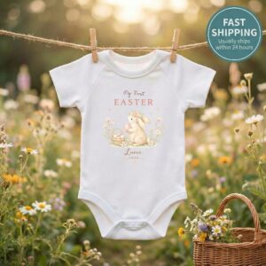 My First Easter Bodysuit – Personalized Baby Gift, Custom Name, Celebrate Baby’s First Easter With Love And Style