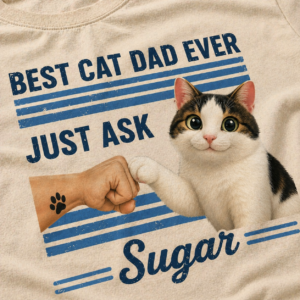Personalized Father's Day Cat Gift – Cat Dad Present | 100% Cotton Custom Tee