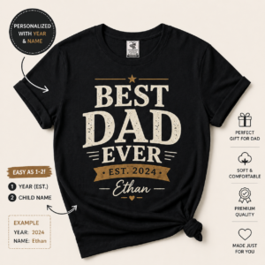 Customizable Father's Day Shirt – Dad Gift | Ultra Cotton Ribbed Crew