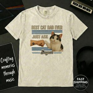 Personalized Father’s Day Cat Gift – Cat Dad Present | 100% Cotton Custom Tee
