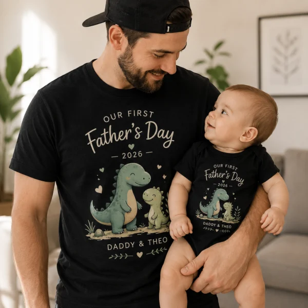 fathers day mockup3 first fathers day matching set baby bodysuit product photo