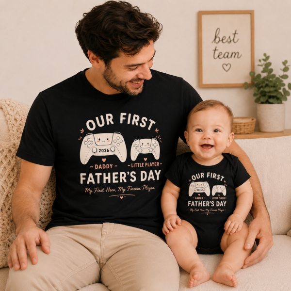 first fathers day gamer set baby bodysuit product photo