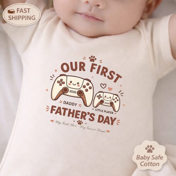 First Fathers Day Gamer Set Daddy And Baby Matching Outfit first fathers day gamer set baby bodysuit product photo