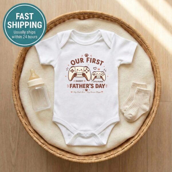 First Fathers Day Gamer Set Daddy And Baby Matching Outfit first fathers day gamer set baby bodysuit product photo