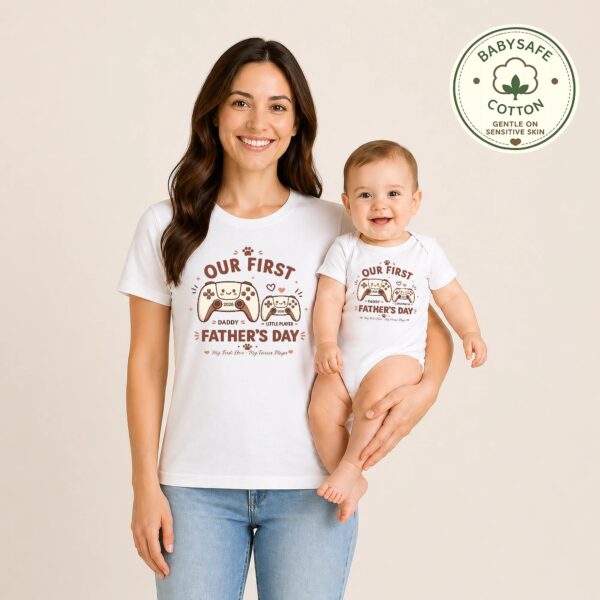 First Fathers Day Gamer Set Daddy And Baby Matching Outfit first fathers day gamer set baby bodysuit product photo