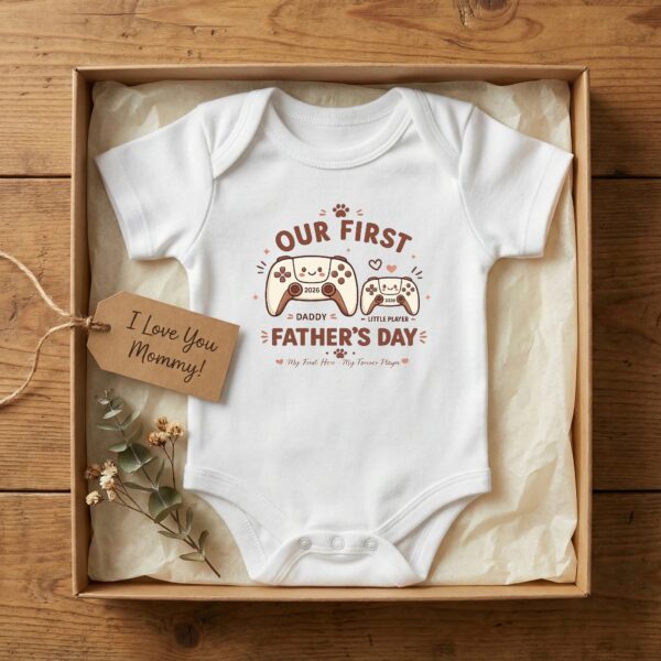 First Fathers Day Gamer Set Daddy And Baby Matching Outfit first fathers day gamer set baby bodysuit product photo