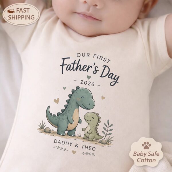 First Father’s Day Matching Set, Daddy & Baby Dino Personalized Outfit first fathers day matching set baby bodysuit product detail