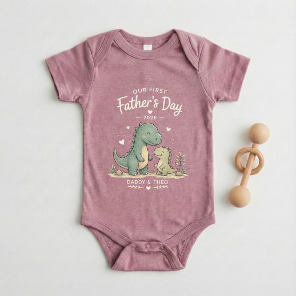 First Father’s Day Matching Set, Daddy & Baby Dino Personalized Outfit first fathers day matching set baby bodysuit product photo