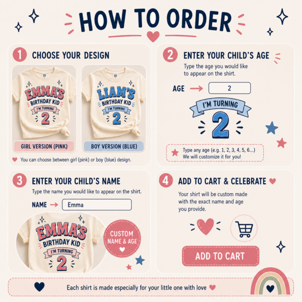 howtoorder custom birthday kid shirt t-shirt product detail