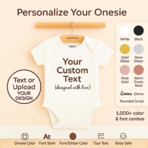Custom Text Baby Onesie – Personalized Bodysuit with Custom Design – Baby Shower Gift – Unique Baby Outfit – Funny Newborn Reveal Idea