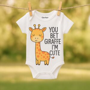 You Bet Giraffe I’m Cute onesie - Funny Animal Onesie - Giraffe Bodysuit - Gender Neutral Animal Baby Gift - Unisex bodysuit for Boy or Girl