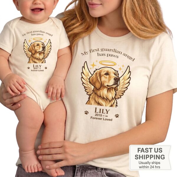 Pet Memorial Family Outfit, Personalized Matching Set, Onesie & Shirt pet memorial family outfit flat lay