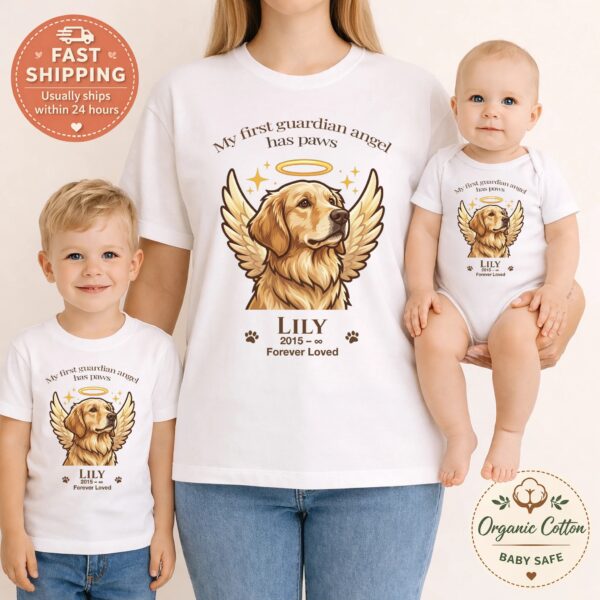 Pet Memorial Family Outfit, Personalized Matching Set, Onesie & Shirt pet memorial family outfit back view