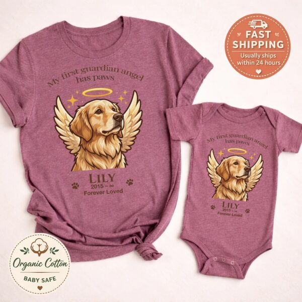Pet Memorial Family Outfit, Personalized Matching Set, Onesie & Shirt pet memorial family outfit size detail