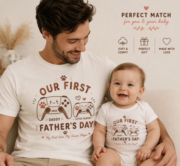 remote 2 first fathers day gamer set baby bodysuit product photo