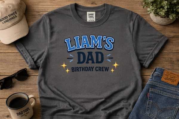 bdad3 personalized birthday crew shirt t-shirt close-up detail