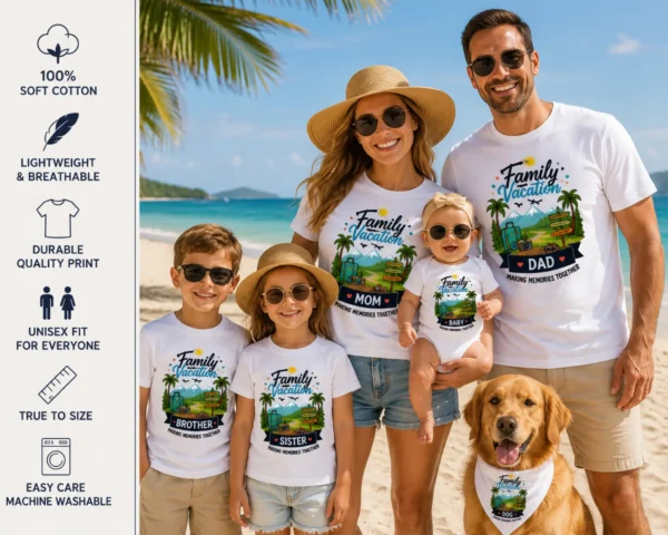 famili-vocation-8 Family Vacation Shirts, Mom Dad Baby Sibling Tees baby bodysuit styled product photo