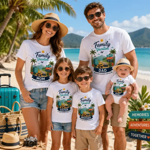 family-vocation-2 Family Vacation Shirts, Mom Dad Baby Sibling Tees baby bodysuit alternate angle