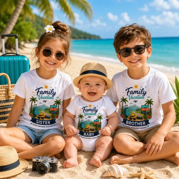 family-vocation-5 Family Vacation Shirts, Mom Dad Baby Sibling Tees baby bodysuit product photo