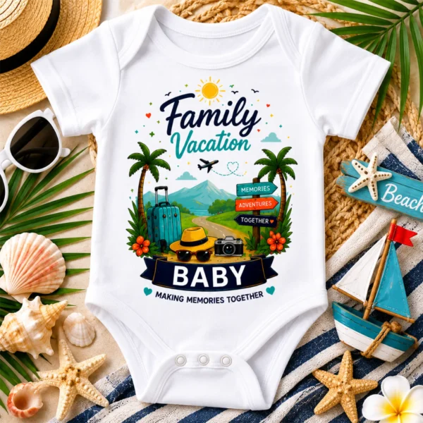 family-vocation-7 Family Vacation Shirts, Mom Dad Baby Sibling Tees baby bodysuit front view