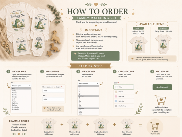 how-to-order My First Birthday Dino Shirts baby bodysuit mockup view