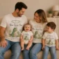 My First Birthday Dino Shirts baby bodysuit front view