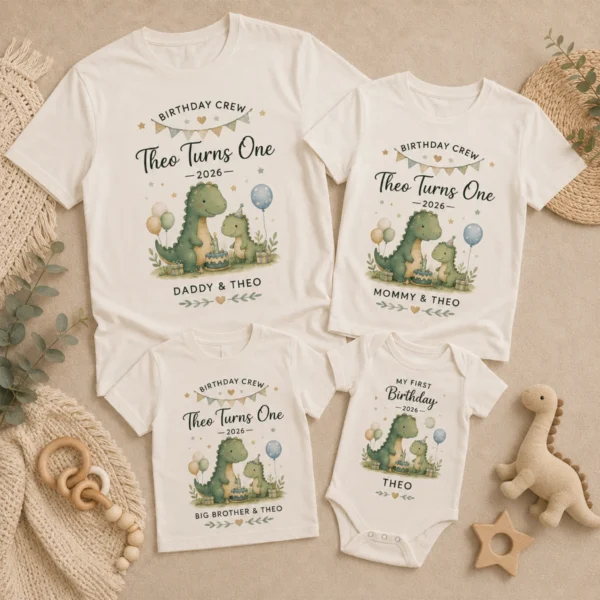 my-first-birthday-9 My First Birthday Dino Shirts baby bodysuit lifestyle scene