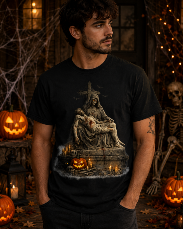 4 Halloween Renaissance Art T-Shirt close-up detail