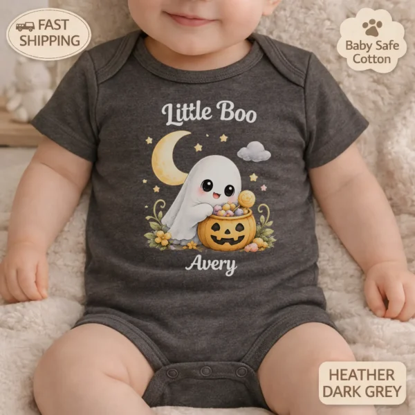 Personalized Halloween Ghost Family Matching Shirt or Bodysuit — baby bodysuit mockup personalized halloween family matching ghost shirt baby bodysuit front view