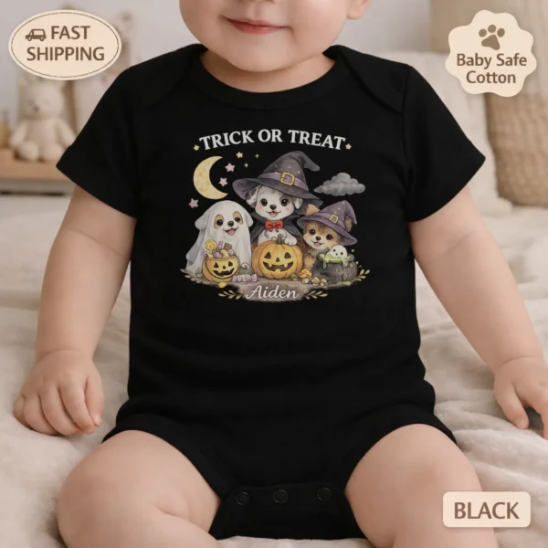 GeneratePost mockup 2 TRICK OR TREAT Toddler Shirt and baby bodysuit alternate product mockup
