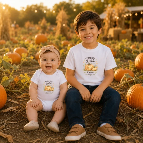 GeneratePost mockup 6 custom pumpkin patch shirt and baby bodysuit alternate product mockup