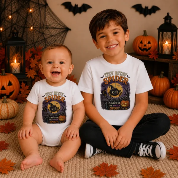 GeneratePost mockup 6 Itsy Bitsy Spider Baby Bodysuit and Toddler Shirt product mockup view 6