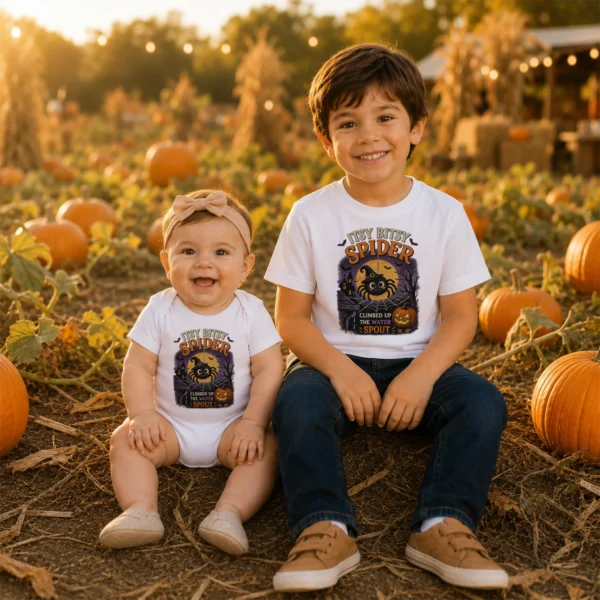 GeneratePost mockup 7 Itsy Bitsy Spider Baby Bodysuit and Toddler Shirt product mockup view 7