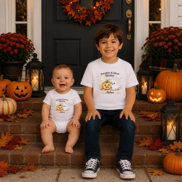 GeneratePost mockup 9 personalized pumpkin ghost Halloween shirt and baby bodysuit alternate product mockup