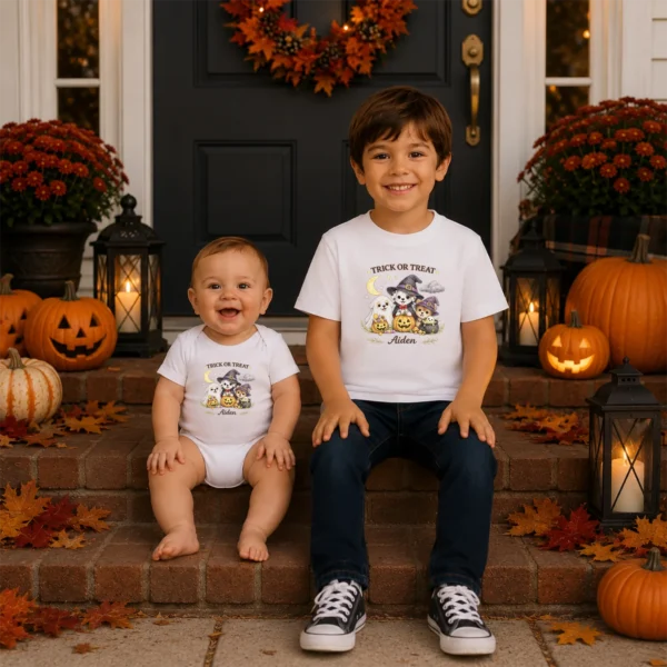 GeneratePost mockup 9 TRICK OR TREAT Toddler Shirt and baby bodysuit alternate product mockup