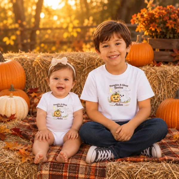 GeneratePost mockup 10 personalized pumpkin ghost Halloween shirt and baby bodysuit alternate product mockup