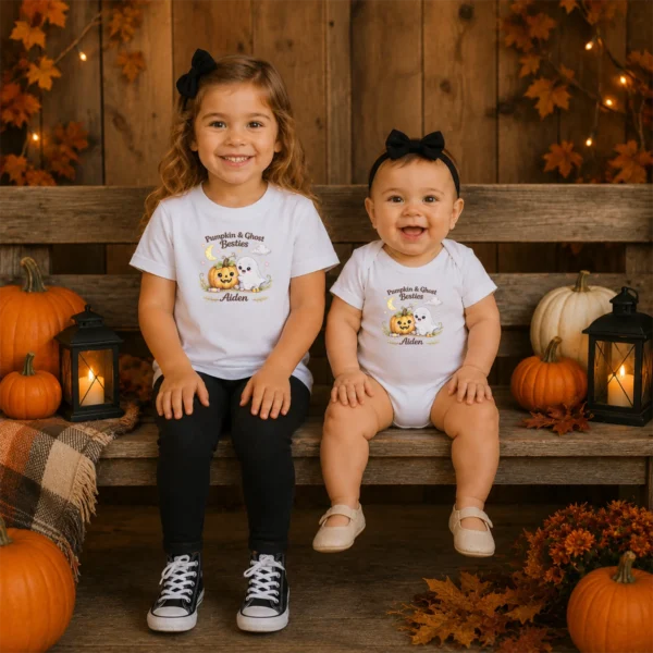 GeneratePost mockup 12 personalized pumpkin ghost Halloween shirt and baby bodysuit alternate product mockup