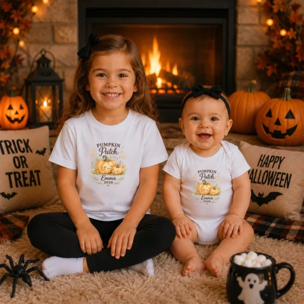 GeneratePost mockup 13 custom pumpkin patch shirt and baby bodysuit alternate product mockup
