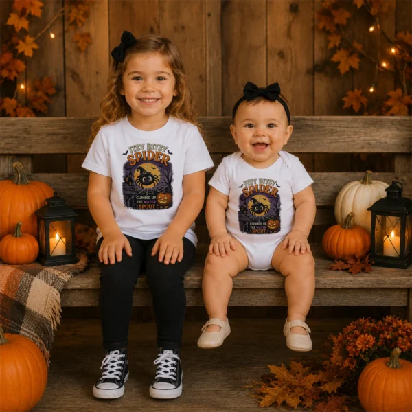 GeneratePost mockup 13 Itsy Bitsy Spider Baby Bodysuit and Toddler Shirt product mockup view 13