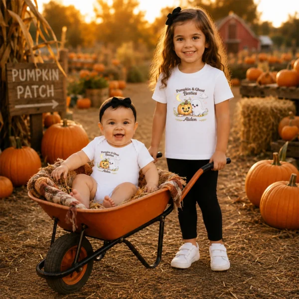 GeneratePost mockup 14 personalized pumpkin ghost Halloween shirt and baby bodysuit alternate product mockup