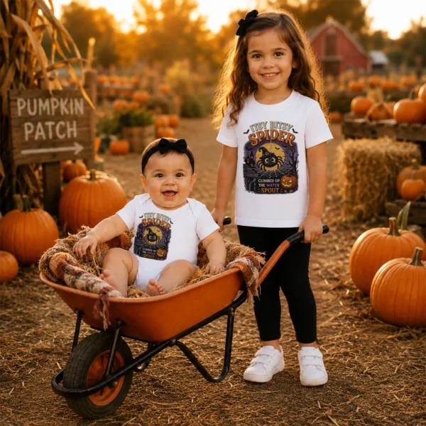 GeneratePost mockup 14 Itsy Bitsy Spider Baby Bodysuit and Toddler Shirt product mockup view 14