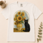 black cat sunflower shirt t-shirt front view