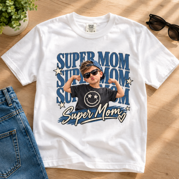 3 super mom adult shirt t-shirt close-up detail