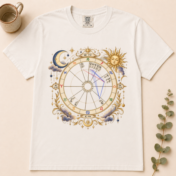 3 astrology birth chart shirt t-shirt close-up detail