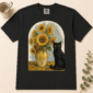 black cat sunflower shirt t-shirt lifestyle scene